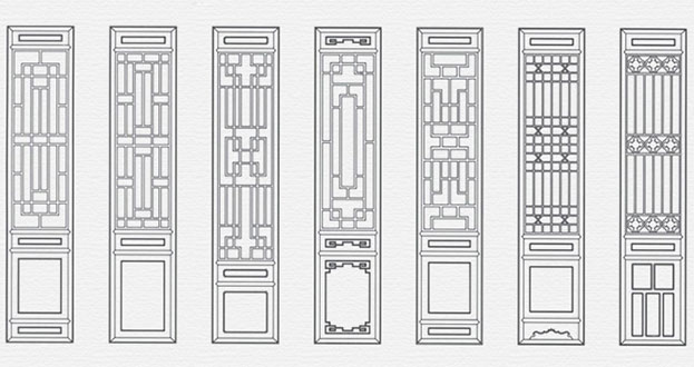 土默特左常用中式仿古花窗图案隔断设计图